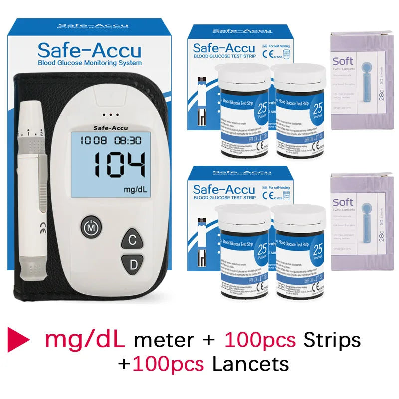 Accu Blood Glucose Meter 50/100pcs Test Strips Lancets Glucometer Kit for Diabetic Blood Sugar Monitor Medical Diabetes Tester