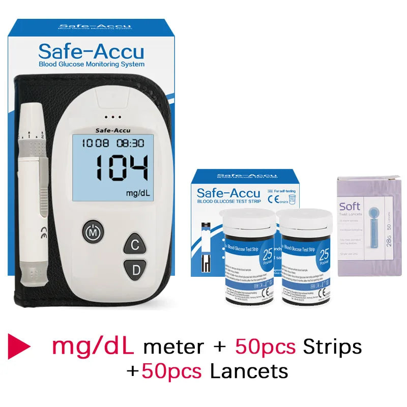 Accu Blood Glucose Meter 50/100pcs Test Strips Lancets Glucometer Kit for Diabetic Blood Sugar Monitor Medical Diabetes Tester