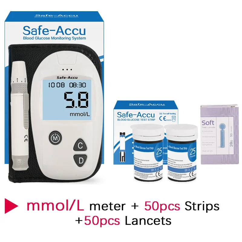 Accu Blood Glucose Meter 50/100pcs Test Strips Lancets Glucometer Kit for Diabetic Blood Sugar Monitor Medical Diabetes Tester