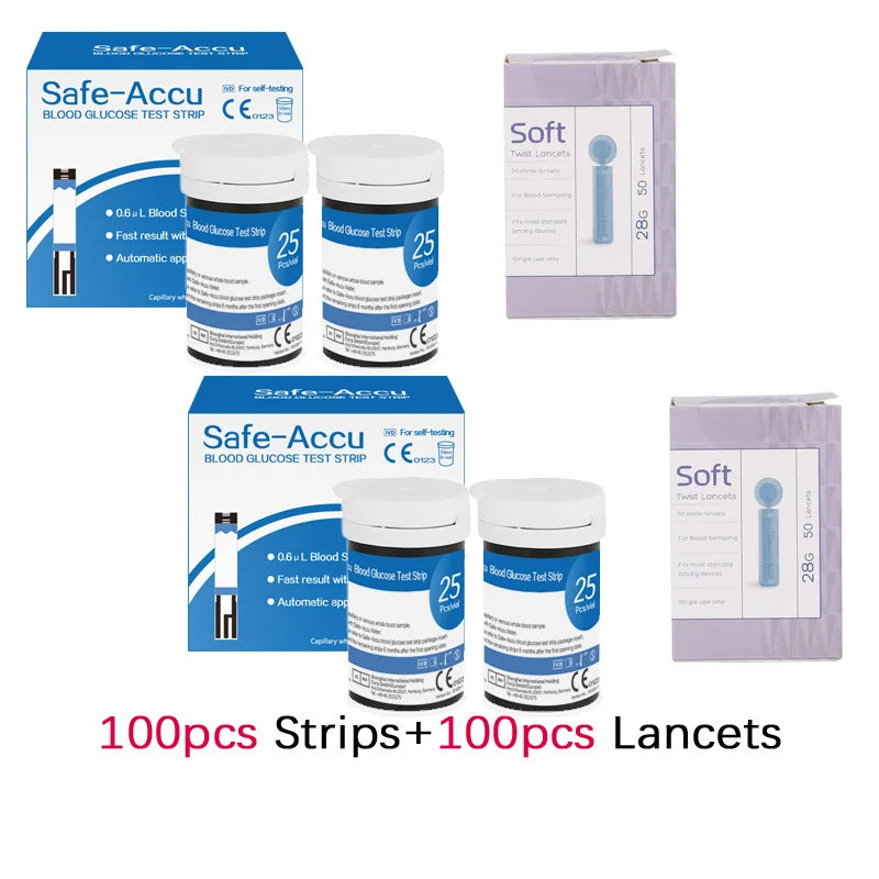 Accu Blood Glucose Meter 50/100pcs Test Strips Lancets Glucometer Kit for Diabetic Blood Sugar Monitor Medical Diabetes Tester