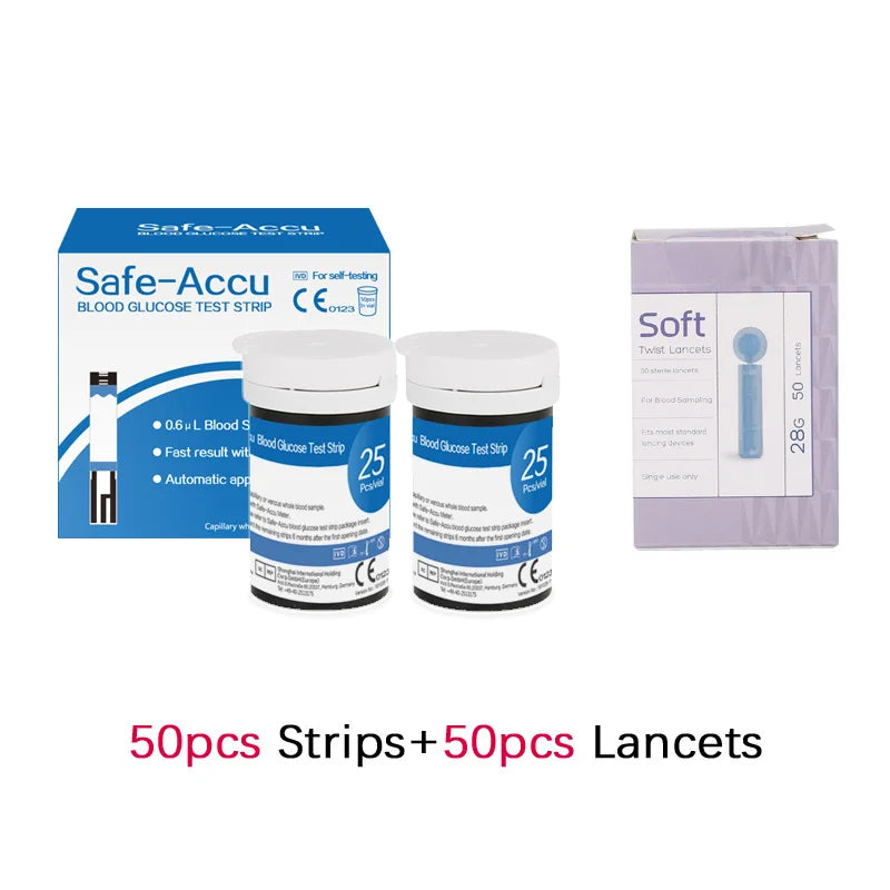 Accu Blood Glucose Meter 50/100pcs Test Strips Lancets Glucometer Kit for Diabetic Blood Sugar Monitor Medical Diabetes Tester