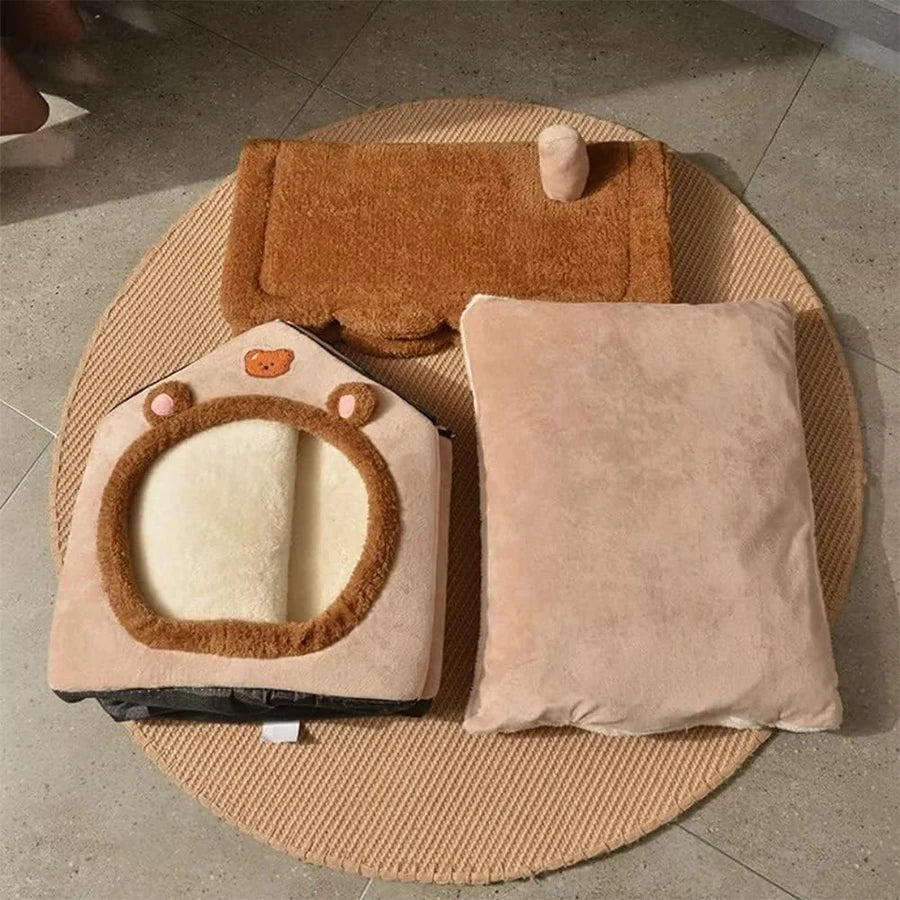 Foldable Pet House Bed for Cats & Small Dogs