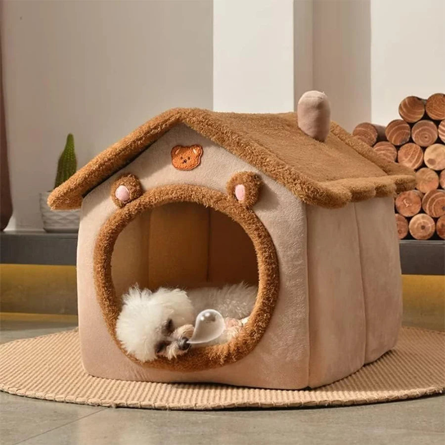 Foldable Pet House Bed for Cats & Small Dogs