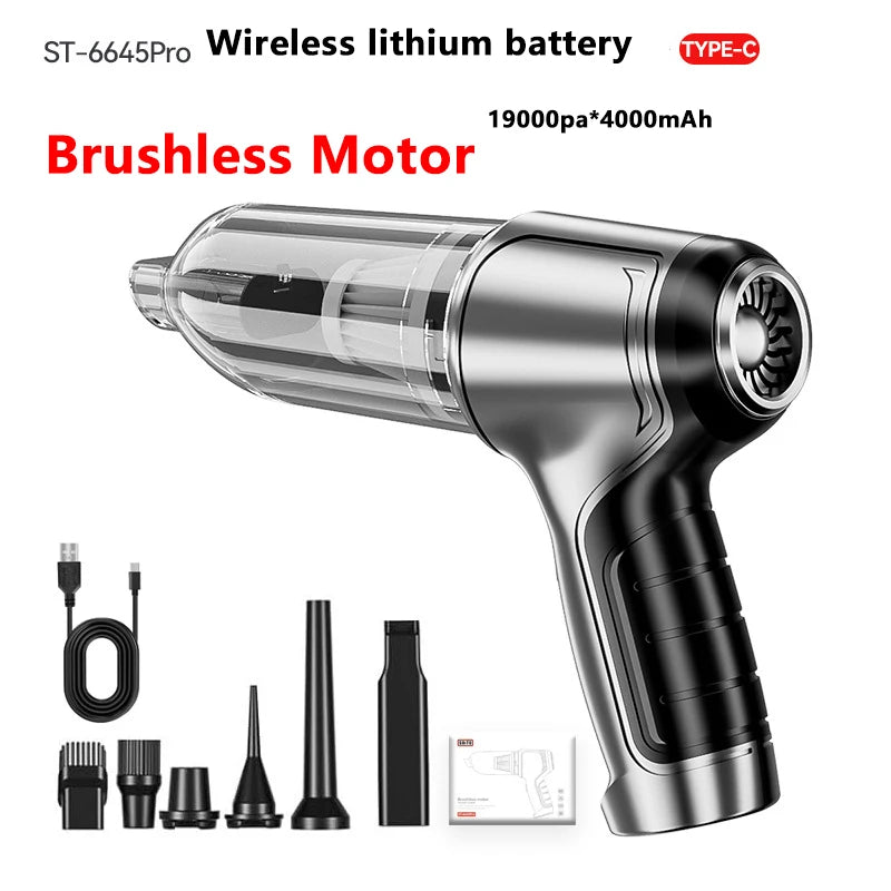 Mini Wireless Car Vacuum – Powerful & Portable Cleaning / 2-in-1 Car & Home Vacuum – Strong Suction, Cordless Use