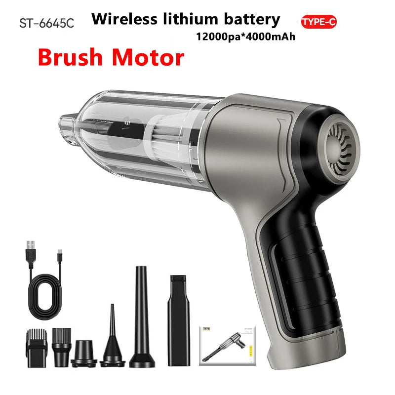 Mini Wireless Car Vacuum – Powerful & Portable Cleaning / 2-in-1 Car & Home Vacuum – Strong Suction, Cordless Use