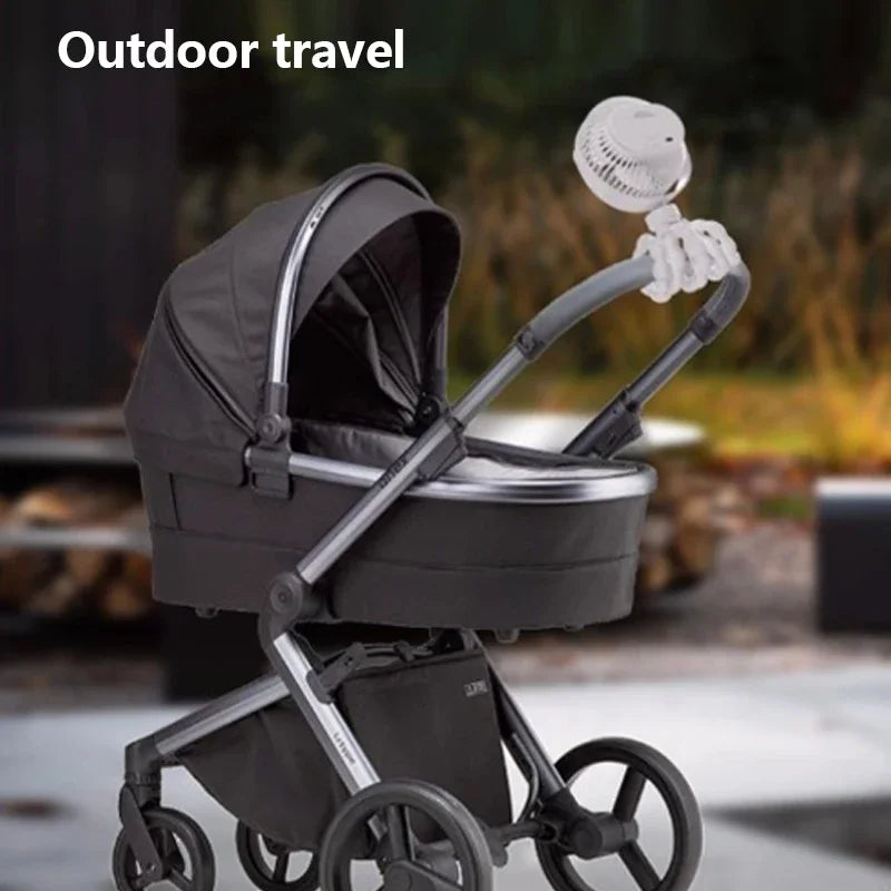 New Fan for Cart Stroller Fans Multi Functional Student Baby USB 3 Speeds Rechargeable Lithium Battery Octopus Mini Fan