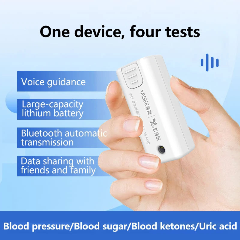 YS917D Blood pressure Blood sugar Uric acid Blood ketone Multifunctional Blood Glucose mete Medical Grade High Precision Meter