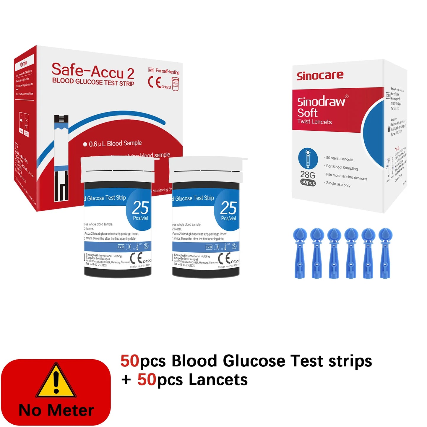 Safe Accu2 Blood Glucose Meter with Blood Glucose Test Strips and Lancets Blood Sugar Monitor Glucometer Diabetes Testing Kit