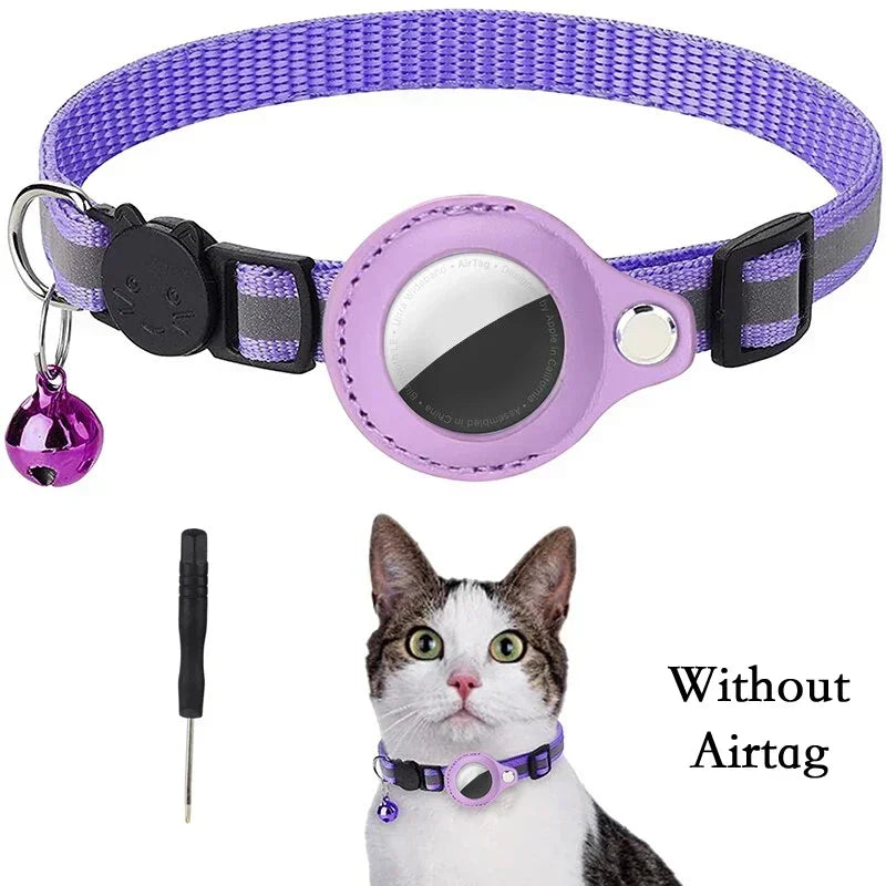 Airtag Cat Collar with Bell – Reflective & Anti-Lost/Reflective Cat Collar with Airtag Holder