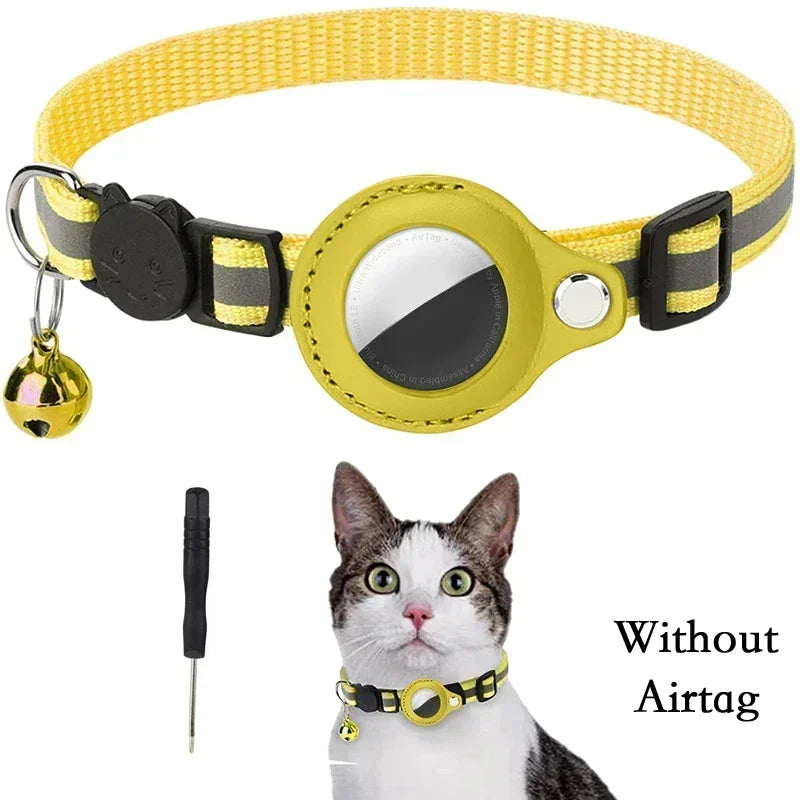 Airtag Cat Collar with Bell – Reflective & Anti-Lost/Reflective Cat Collar with Airtag Holder