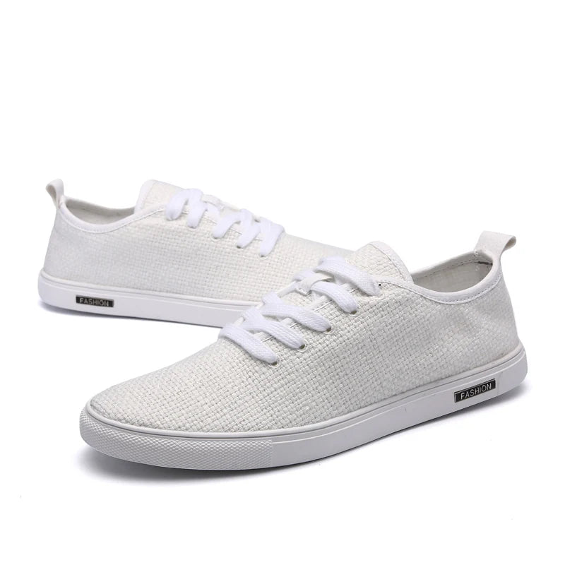 Fashion Beige Canvas Shoes Men's Skateboarding Shoes Flat Casual Shoes Men Walking Shoes Light Breathable Driving Shoes For Men