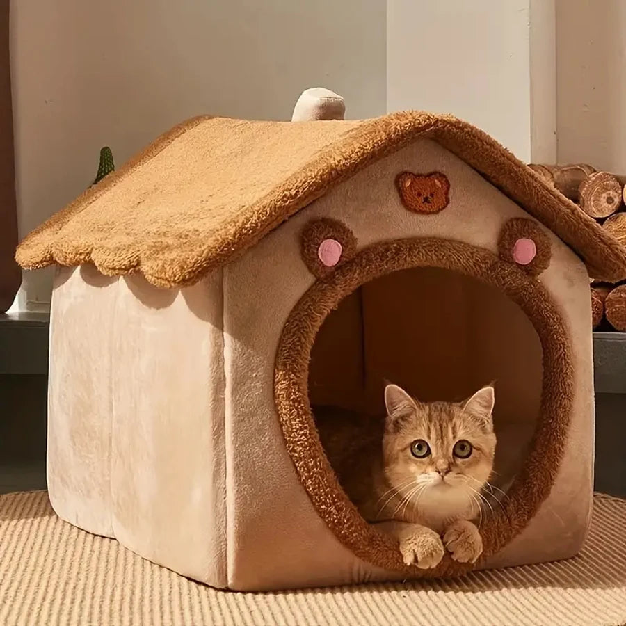 Foldable Pet House Bed for Cats & Small Dogs