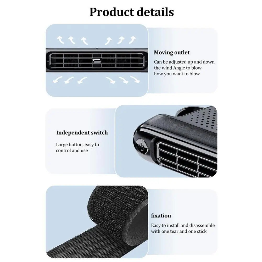 Backseat Turbo Car Fan / Quiet Car Cooling Fan / USB Car Fan – Cool & Compact