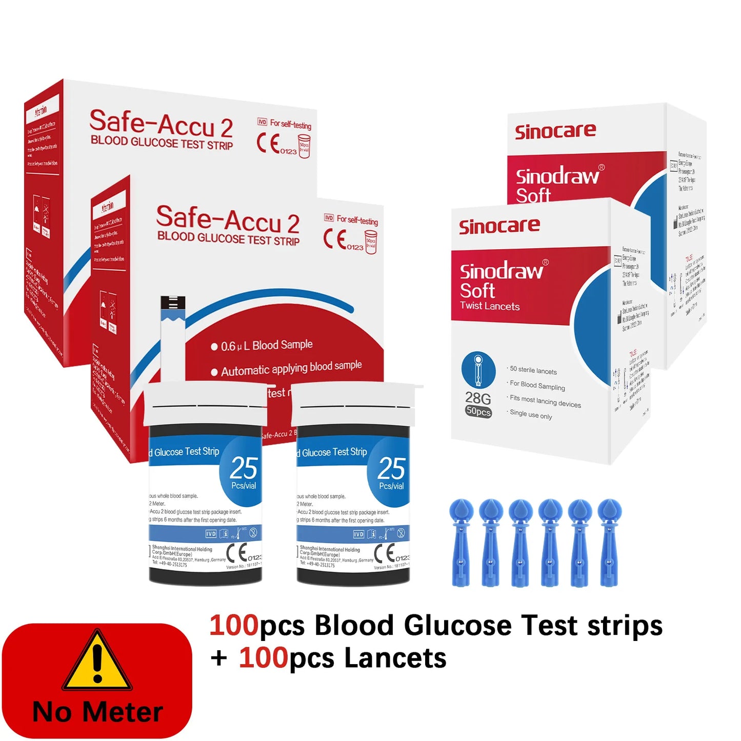 Safe Accu2 Blood Glucose Meter with Blood Glucose Test Strips and Lancets Blood Sugar Monitor Glucometer Diabetes Testing Kit