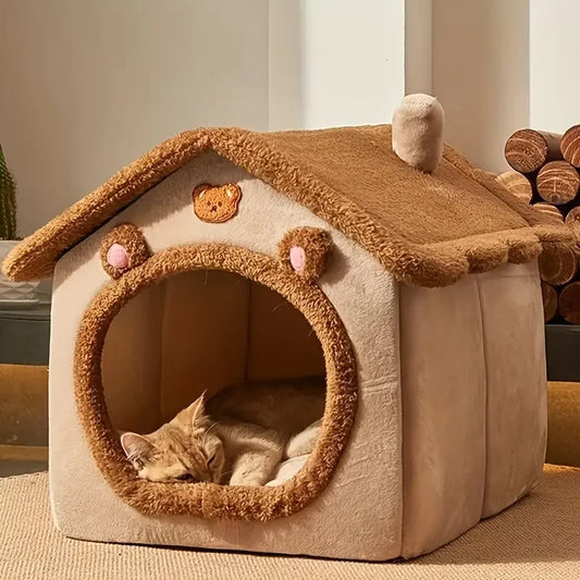 Foldable Pet House Bed for Cats & Small Dogs