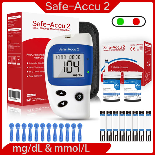 Safe Accu2 Blood Glucose Meter with Blood Glucose Test Strips and Lancets Blood Sugar Monitor Glucometer Diabetes Testing Kit